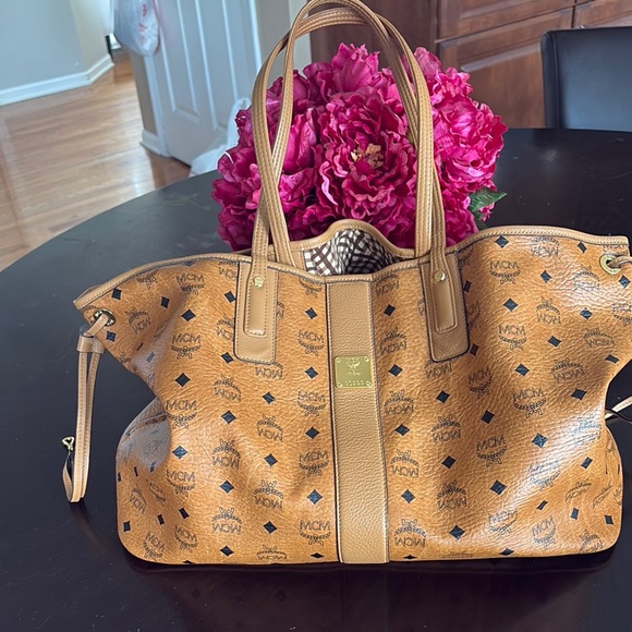 MCM Handbags - MCM Cognac Visetos Tote Bag